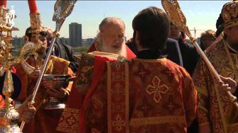 Патриарх Кирилл совершил Литургию на Поклонной горе